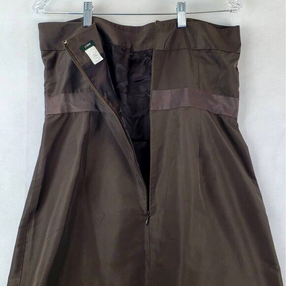 J Crew Silk Emma Faille Strapless Dress Chocolate Brown Knee Length Size 12 - Picture 8 of 9